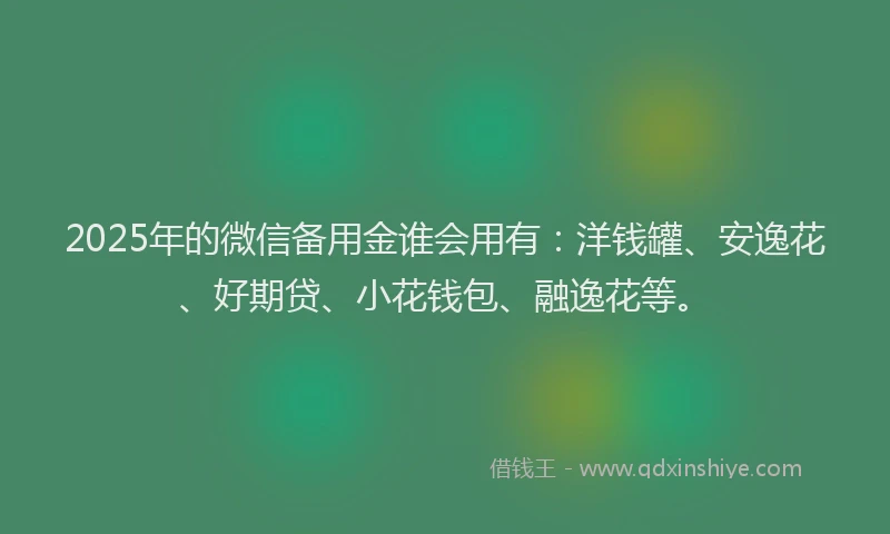 2025年的微信备用金谁会用有：洋钱罐、安逸花、好期贷、小花钱包、融逸花等。