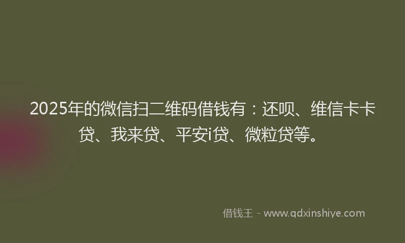 2025年的微信扫二维码借钱有：还呗、维信卡卡贷、我来贷、平安i贷、微粒贷等。