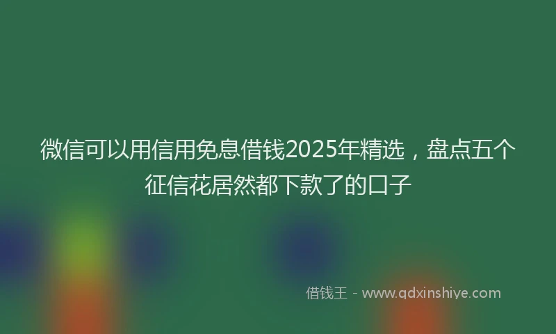 微信可以用信用免息借钱2025年精选，盘点五个征信花居然都下款了的口子