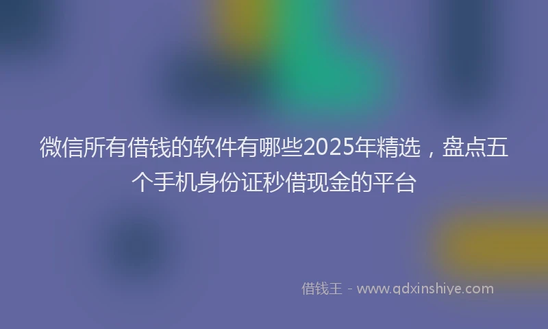 微信所有借钱的软件有哪些2025年精选，盘点五个手机身份证秒借现金的平台