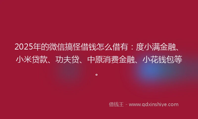 2025年的微信搞怪借钱怎么借有：度小满金融、小米贷款、功夫贷、中原消费金融、小花钱包等。