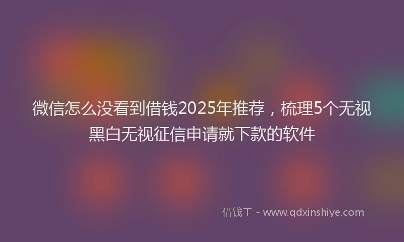 微信怎么没看到借钱2025年推荐，梳理5个无视黑白无视征信申请就下款的软件