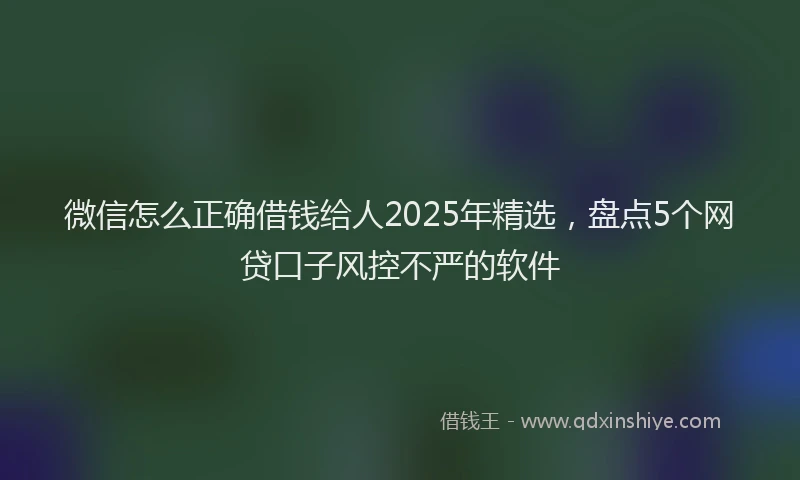 微信怎么正确借钱给人2025年精选，盘点5个网贷口子风控不严的软件