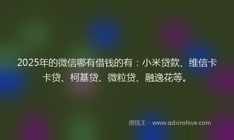 2025年的微信哪有借钱的有：小米贷款、维信卡卡贷、柯基贷、微粒贷、融逸花等。