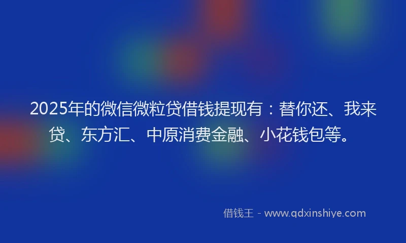 2025年的微信微粒贷借钱提现有：替你还、我来贷、东方汇、中原消费金融、小花钱包等。