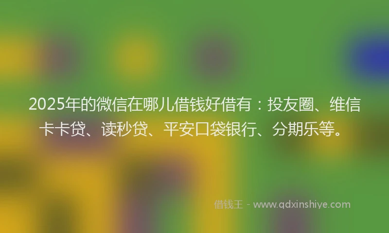 2025年的微信在哪儿借钱好借有：投友圈、维信卡卡贷、读秒贷、平安口袋银行、分期乐等。