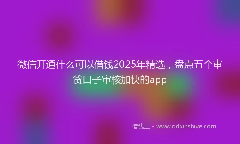 微信开通什么可以借钱2025年精选，盘点五个审贷口子审核加快的app