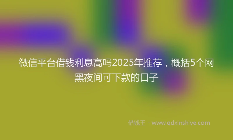 微信平台借钱利息高吗2025年推荐，概括5个网黑夜间可下款的口子