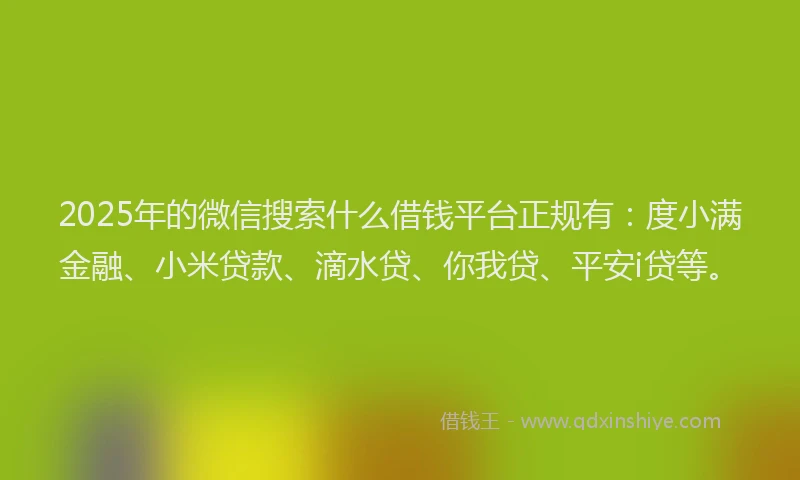 2025年的微信搜索什么借钱平台正规有：度小满金融、小米贷款、滴水贷、你我贷、平安i贷等。