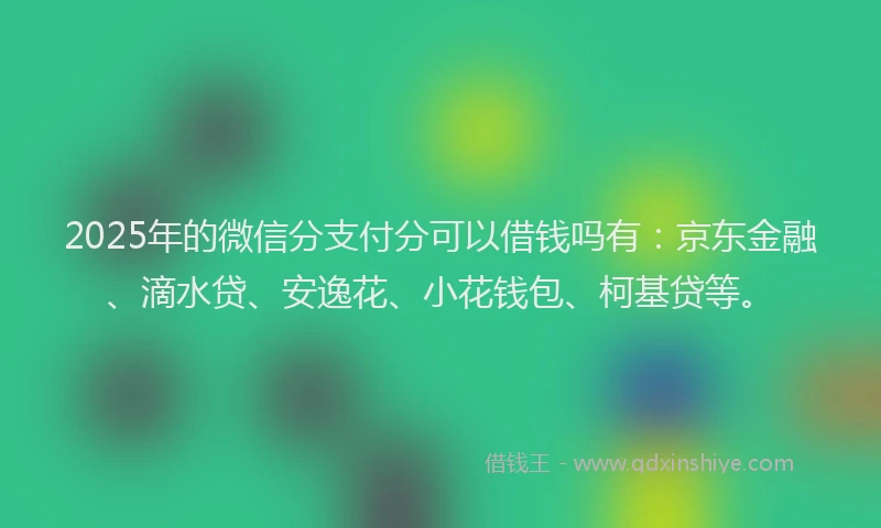 2025年的微信分支付分可以借钱吗有：京东金融、滴水贷、安逸花、小花钱包、柯基贷等。