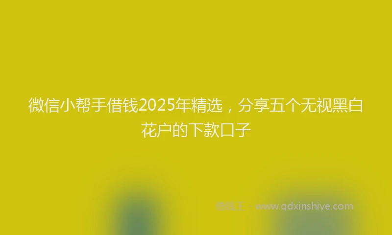 微信小帮手借钱2025年精选，分享五个无视黑白花户的下款口子