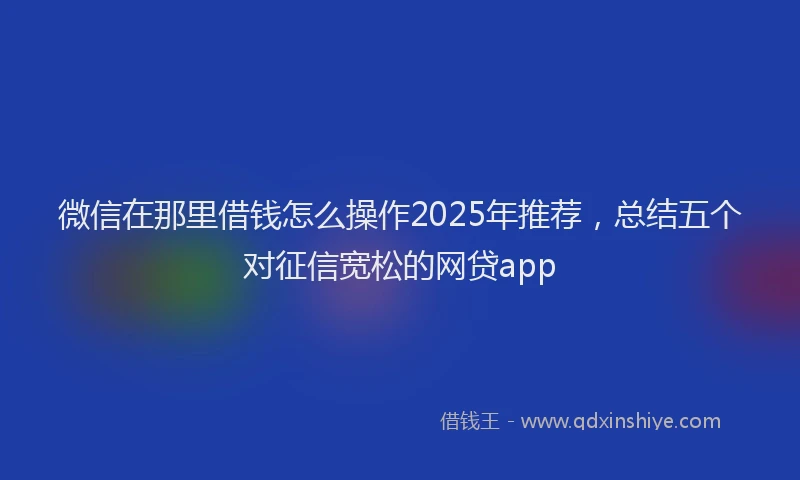 微信在那里借钱怎么操作2025年推荐，总结五个对征信宽松的网贷app
