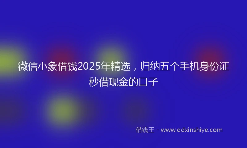 微信小象借钱2025年精选，归纳五个手机身份证秒借现金的口子