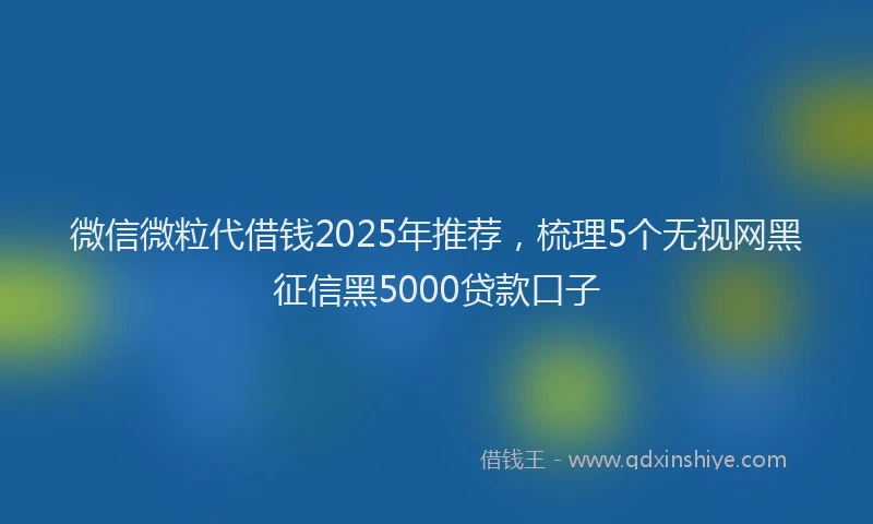微信微粒代借钱2025年推荐，梳理5个无视网黑征信黑5000贷款口子