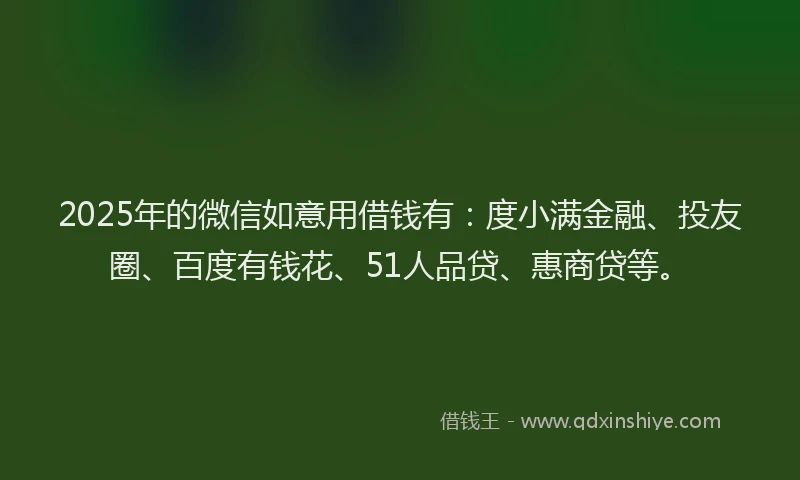 2025年的微信如意用借钱有：度小满金融、投友圈、百度有钱花、51人品贷、惠商贷等。