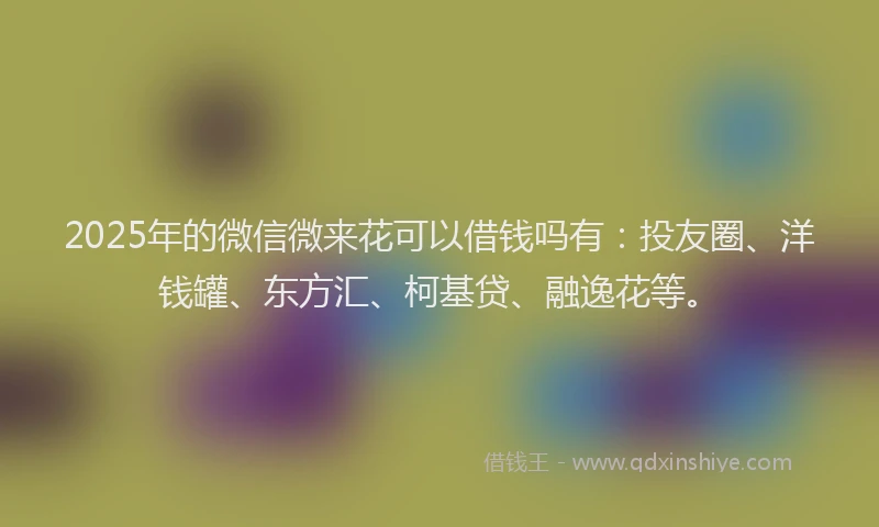 2025年的微信微来花可以借钱吗有：投友圈、洋钱罐、东方汇、柯基贷、融逸花等。