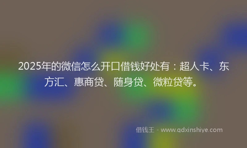 2025年的微信怎么开口借钱好处有：超人卡、东方汇、惠商贷、随身贷、微粒贷等。