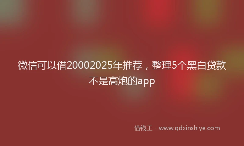 微信可以借20002025年推荐，整理5个黑白贷款不是高炮的app