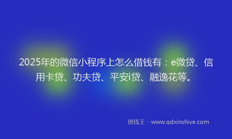 2025年的微信小程序上怎么借钱有：e微贷、信用卡贷、功夫贷、平安i贷、融逸花等。