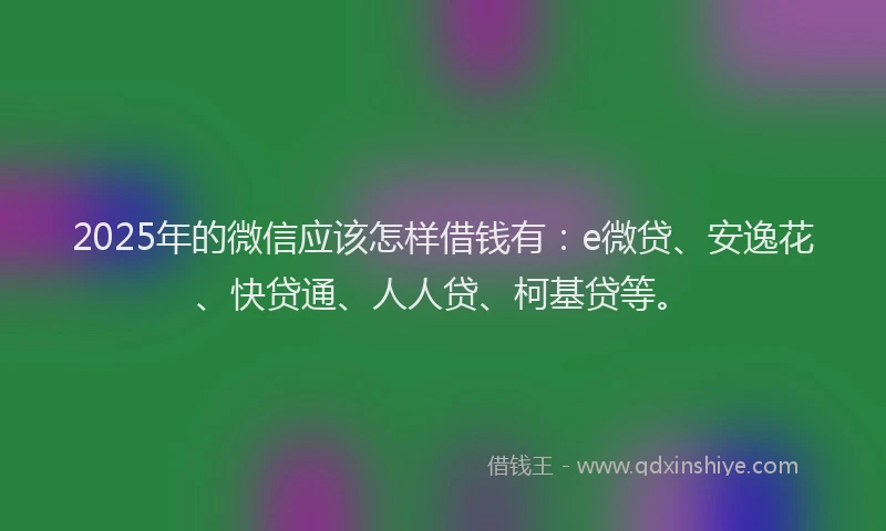 2025年的微信应该怎样借钱有：e微贷、安逸花、快贷通、人人贷、柯基贷等。