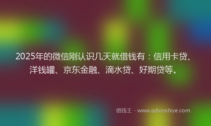 2025年的微信刚认识几天就借钱有:信用卡贷、洋钱罐、京东金融、滴水贷、好期贷等。