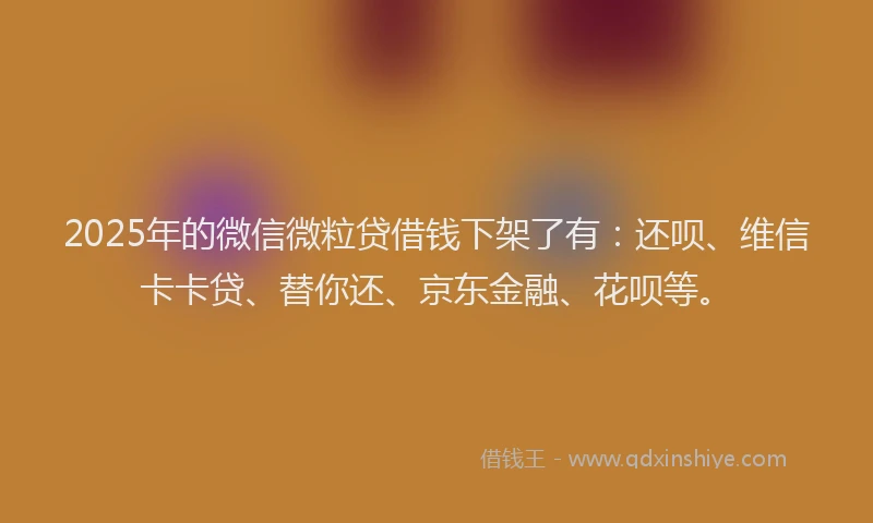 2025年的微信微粒贷借钱下架了有：还呗、维信卡卡贷、替你还、京东金融、花呗等。