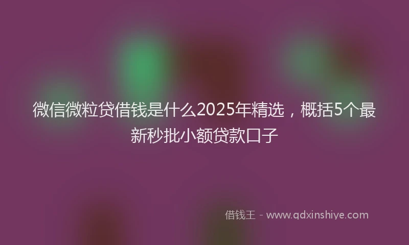 微信微粒贷借钱是什么2025年精选，概括5个最新秒批小额贷款口子