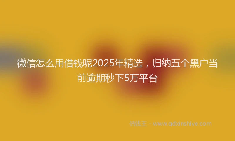 微信怎么用借钱呢2025年精选，归纳五个黑户当前逾期秒下5万平台