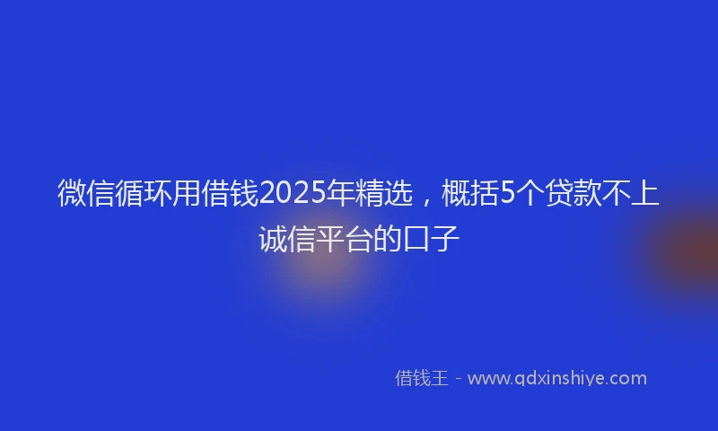 微信循环用借钱2025年精选，概括5个贷款不上诚信平台的口子