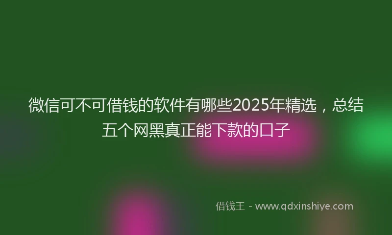 微信可不可借钱的软件有哪些2025年精选，总结五个网黑真正能下款的口子