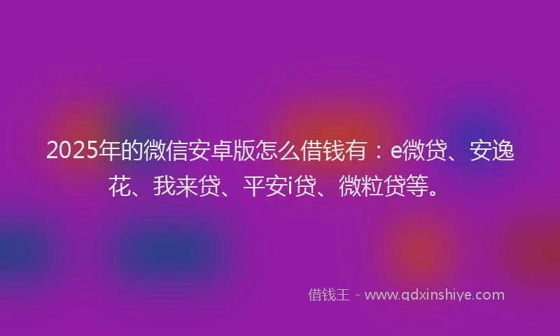 2025年的微信安卓版怎么借钱有：e微贷、安逸花、我来贷、平安i贷、微粒贷等。