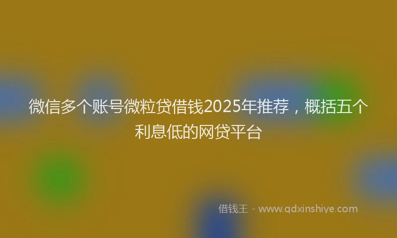 微信多个账号微粒贷借钱2025年推荐，概括五个利息低的网贷平台