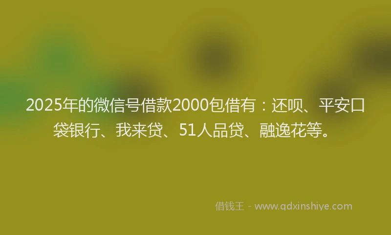 2025年的微信号借款2000包借有：还呗、平安口袋银行、我来贷、51人品贷、融逸花等。