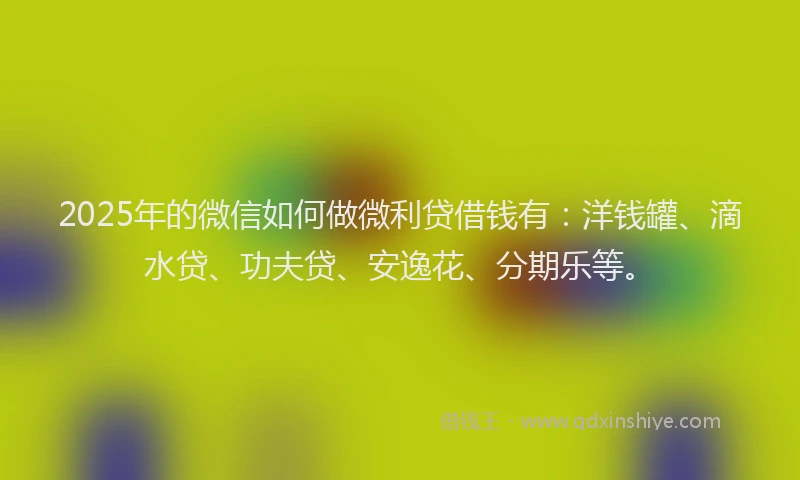 2025年的微信如何做微利贷借钱有：洋钱罐、滴水贷、功夫贷、安逸花、分期乐等。
