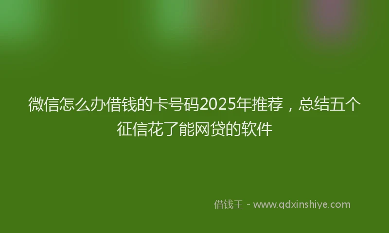 微信怎么办借钱的卡号码2025年推荐，总结五个征信花了能网贷的软件