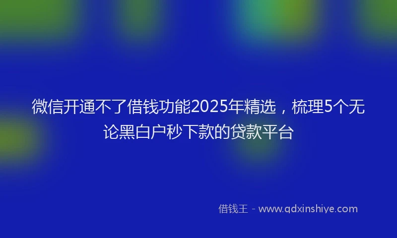 微信开通不了借钱功能2025年精选，梳理5个无论黑白户秒下款的贷款平台