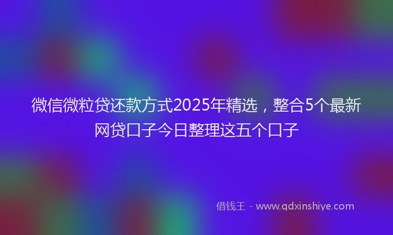 微信微粒贷还款方式2025年精选，整合5个最新网贷口子今日整理这五个口子