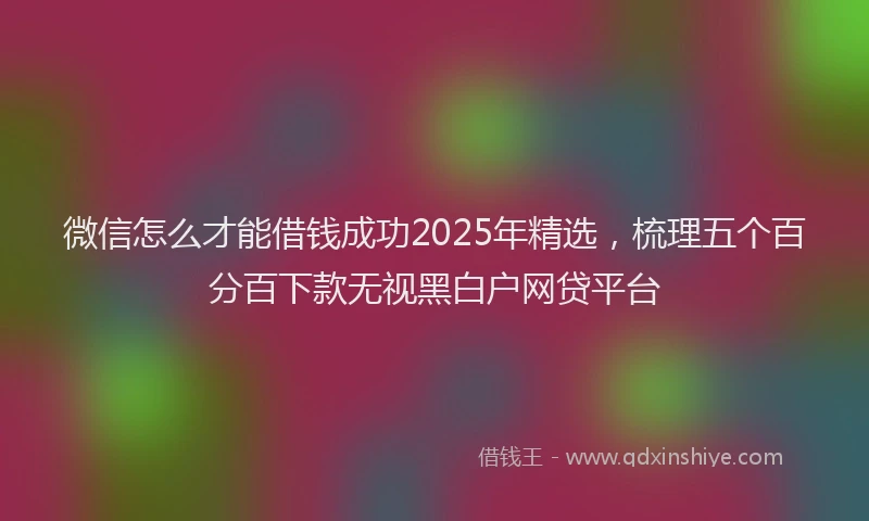 微信怎么才能借钱成功2025年精选，梳理五个百分百下款无视黑白户网贷平台