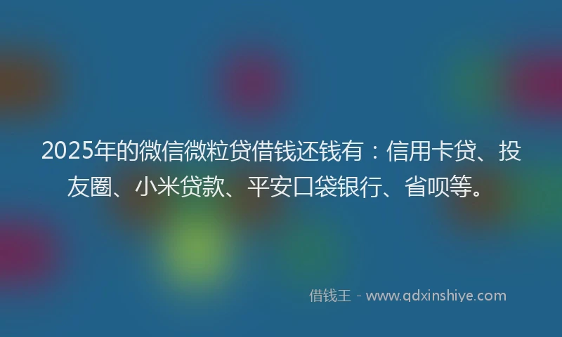 2025年的微信微粒贷借钱还钱有：信用卡贷、投友圈、小米贷款、平安口袋银行、省呗等。