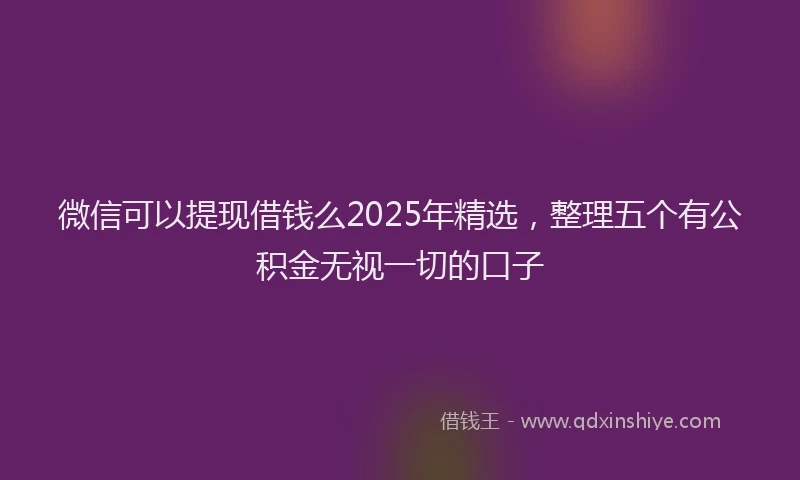 微信可以提现借钱么2025年精选，整理五个有公积金无视一切的口子