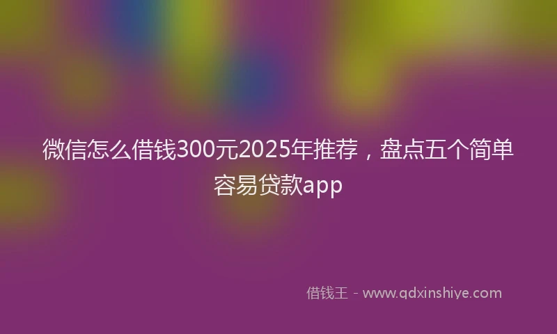 微信怎么借钱300元2025年推荐，盘点五个简单容易贷款app