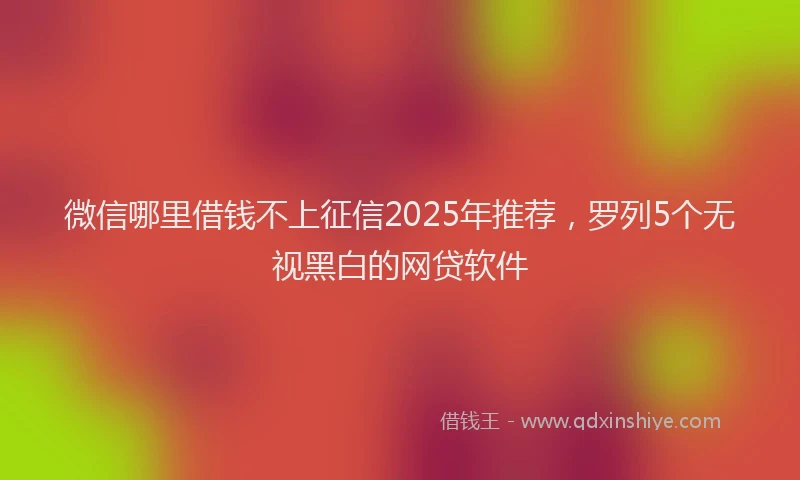 微信哪里借钱不上征信2025年推荐，罗列5个无视黑白的网贷软件