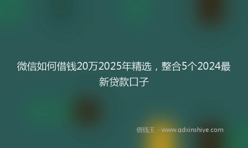 微信如何借钱20万2025年精选，整合5个2024最新贷款口子