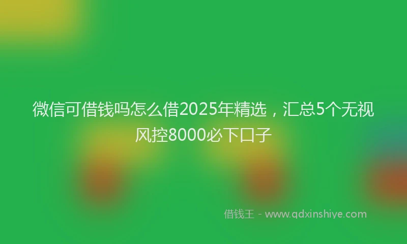 微信可借钱吗怎么借2025年精选，汇总5个无视风控8000必下口子