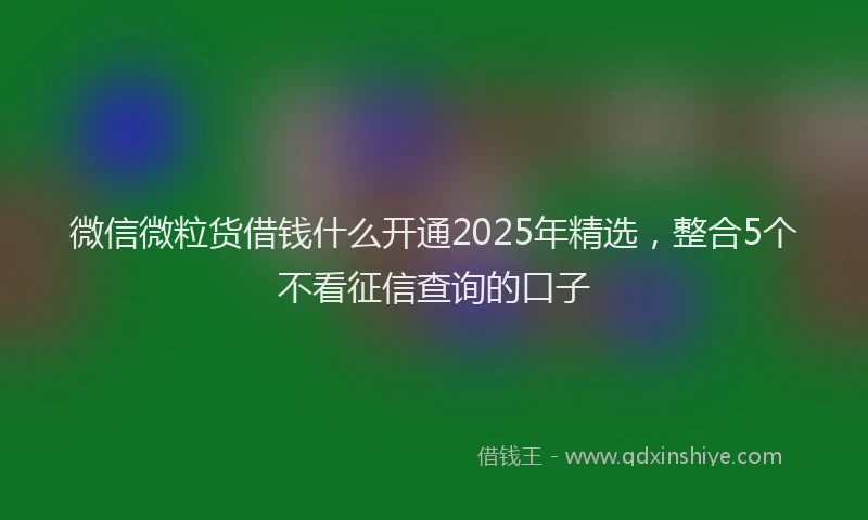微信微粒货借钱什么开通2025年精选，整合5个不看征信查询的口子