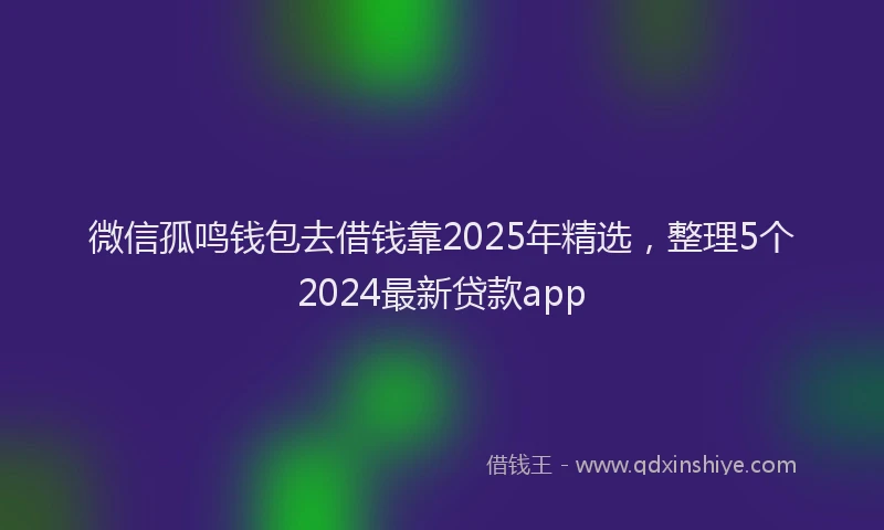 微信孤鸣钱包去借钱靠2025年精选，整理5个2024最新贷款app
