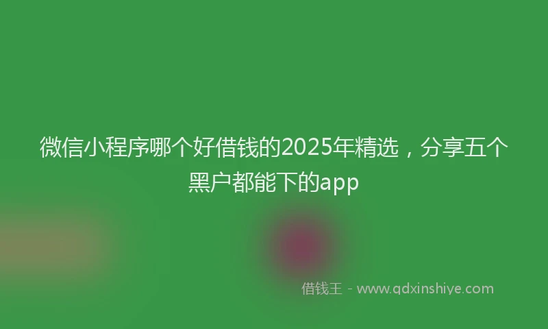 微信小程序哪个好借钱的2025年精选，分享五个黑户都能下的app