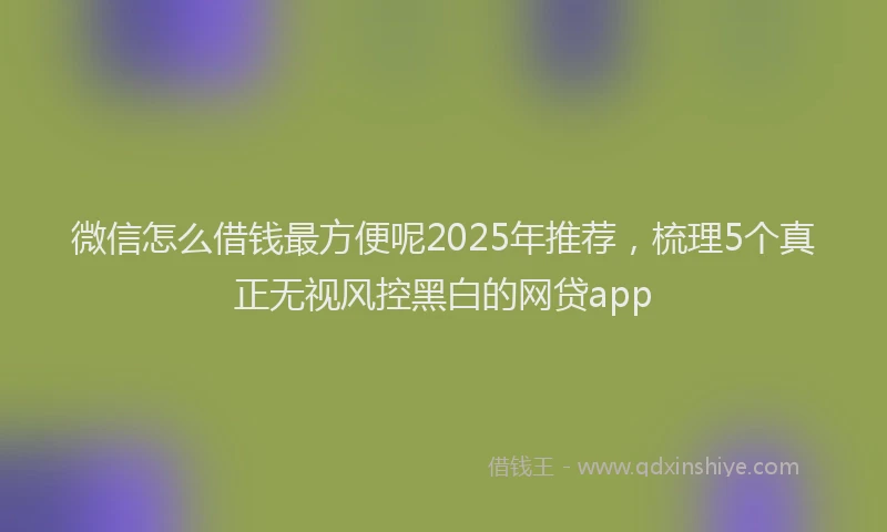 微信怎么借钱最方便呢2025年推荐，梳理5个真正无视风控黑白的网贷app
