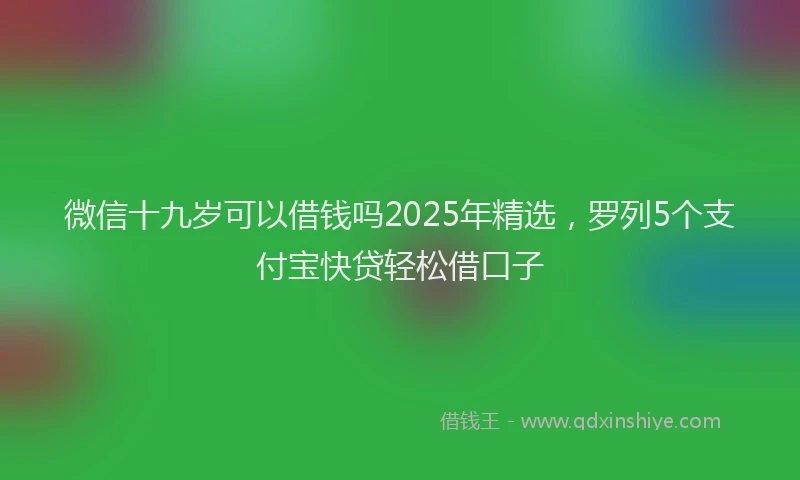 微信十九岁可以借钱吗2025年精选，罗列5个支付宝快贷轻松借口子
