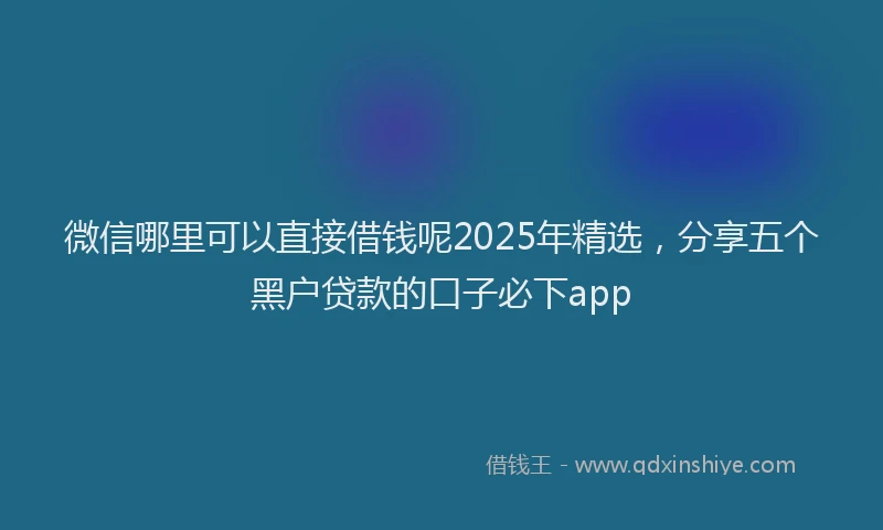 微信哪里可以直接借钱呢2025年精选，分享五个黑户贷款的口子必下app